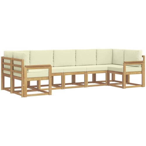  Set vanjskih sofa 7 kom. Bijela i krem Smeđa 304 x 128,5 x 73 cm Slike