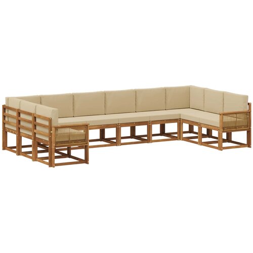 vidaXL Zunanja garnitura za sedenje z blazino 10 pcs Naravna in bež, (5000281610) Cene