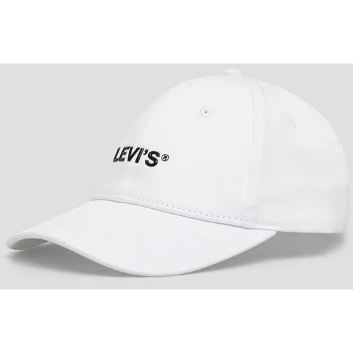 Levi's Bombažna bejzbolska kapa bela barva