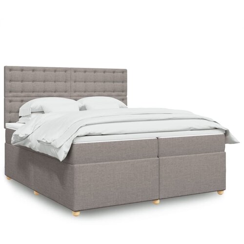  Boxspring - Krevet s oprugama i madracem smeđesivi 200x200 cm od tkanine - Sivo-smeđa 200 x 200 cm gumbi Slike
