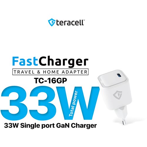 Teracell kućni punjač evolution TC-16GP, gan, pd 3.0, 33W beli ce Slike