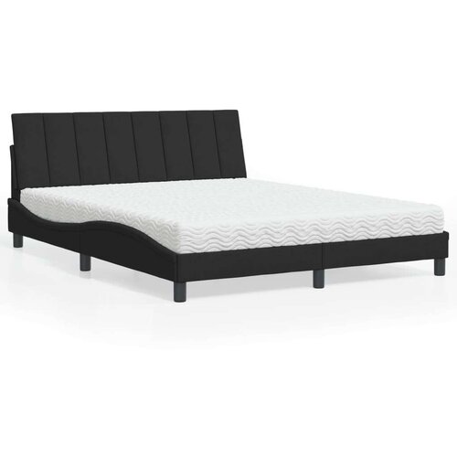VidaXL Krevet s madracem crni 160x200 cm bar&amp;scaron;unasti Slike