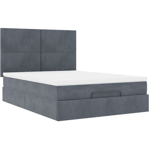 VidaXL Otomanski krevet s madracima tamnosivi 140x190 cm bar&amp;scaron;unasti Slike