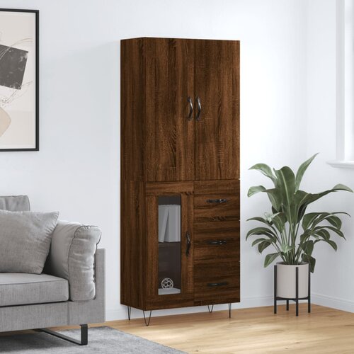 The Living Store Visoka komoda rjav hrast 69,5x34x180 cm inženirski les - Visoka Omara, (21657391) Cene
