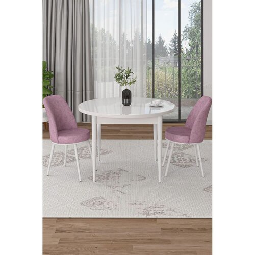 Hanah home trpezarijski set Tor, sto i 2 stolice, bela ploča, roze tkanina Babyface Cene