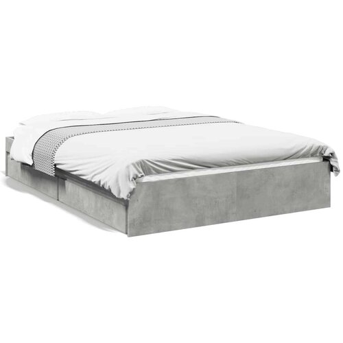  Posteljni okvir s predali betonsko siv 135x190cm inženirski les Cene