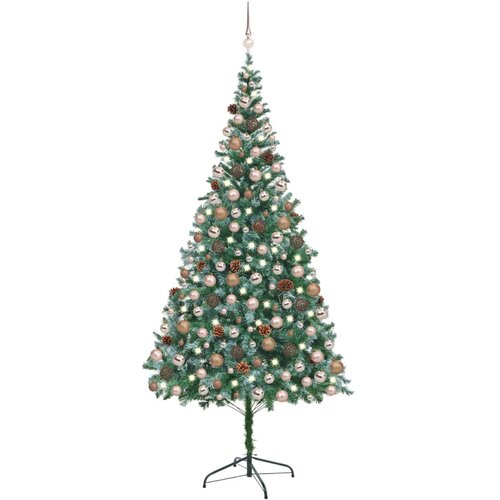 vidaXL umjetno božićno drvce LED s kuglicama i šiškama 210 cm Cijene