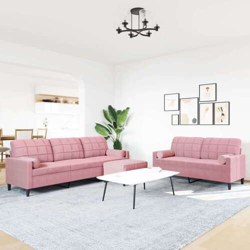 VidaXL 3-dijelni set sofa s jastucima ružičasti bar&amp;scaron;unasti Slike