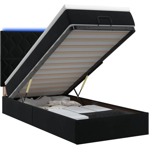  Krevet od pjene s madracem i LED-om Crna 90 x 200 cm Bar&amp;scaron;un Slike