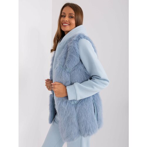 Fashion Hunters Light blue vest with fur Cene
