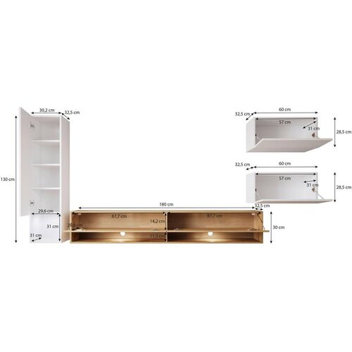 P &amp;amp; B Dnevni Regal Amadeo, Črna, Barva Hrasta, Led, 4-Delno Slike