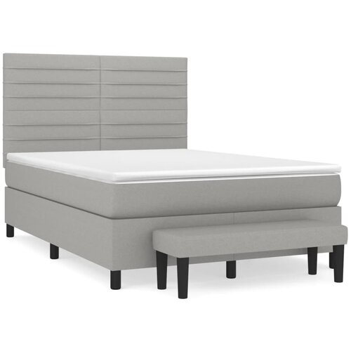 Maison Chic Box spring posteljni - Vzmetna postelja z vzmetnico svetlo siv 140x190 cm blago SL6832, (21905714) Cene