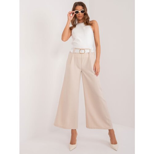 Fashion Hunters Light beige wide trousers with pockets Slike