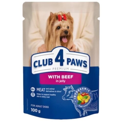 CLUB 4 PAWS Premium vlažna hrana za pse, Govedina u želeu, 100 g Slike