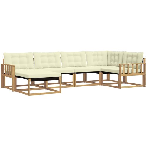 vidaXL Zunanja garnitura za sedenje z blazino 6 pcs Bela in krem, (5000270791) Cene