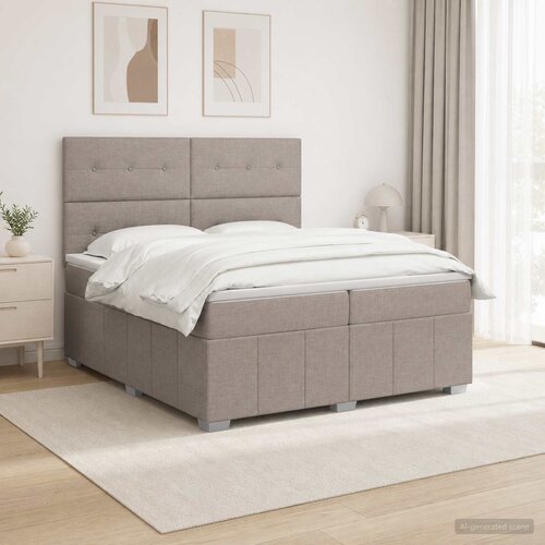 Boxspring krevet s madracem Sivosmeđa 200 x 200 cm Tkanina Cene