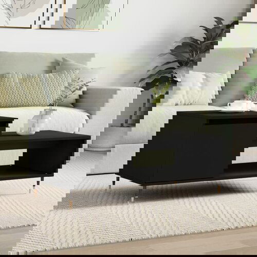 VidaXL Stolić za kavu crni 100 x 50 x 45 cm od konstruiranog drva Slike