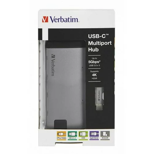 Verbatim Multiport Hub USB-C/2xUSB3.0/HDMI (4K)/RJ45/SD/mSD 049142 USB-C