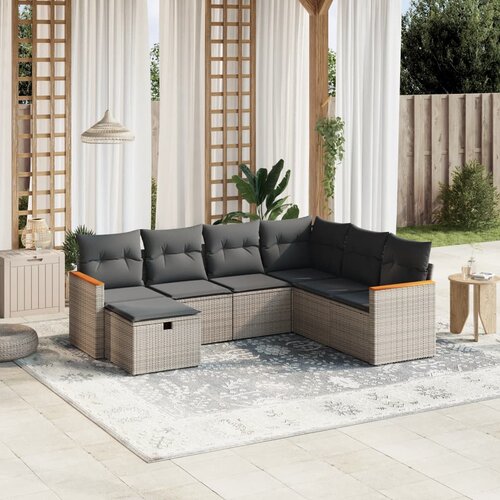 vidaXL 7-dijelni set vrtnih sofa sivi od poliratana Cijene