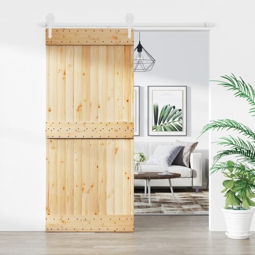 vidaXL Drsna vrata s kompletom vodil 90x210 cm trdna borovina Cene
