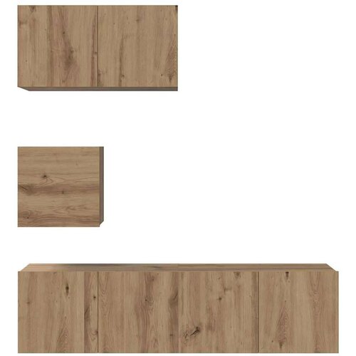 VidaXL Set TV komoda Zidne Ostalo s pohranom s vratima Podesiva 4 pcs hrast artisan 60 x 30 x 30 cm Slike
