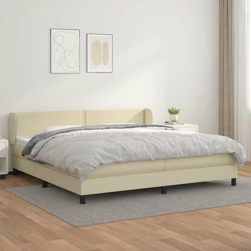  Box spring postelja z vzmetnico krem 200x200 cm umetno usnje, (20725732)