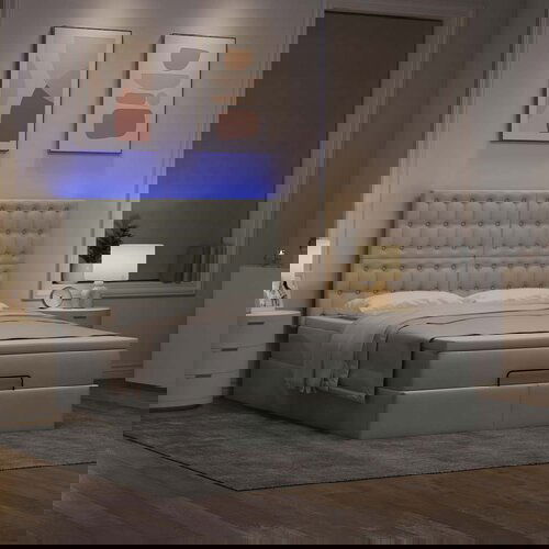 VidaXL Otomanski krevet s madracima i LED 140x200 cm bar&amp;scaron;unasti Slike