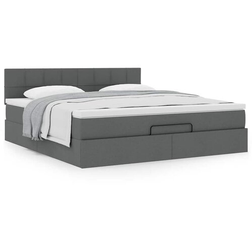 VidaXL Otomanski krevet s madracem tamnosivi 160x200cm od tkanine Slike