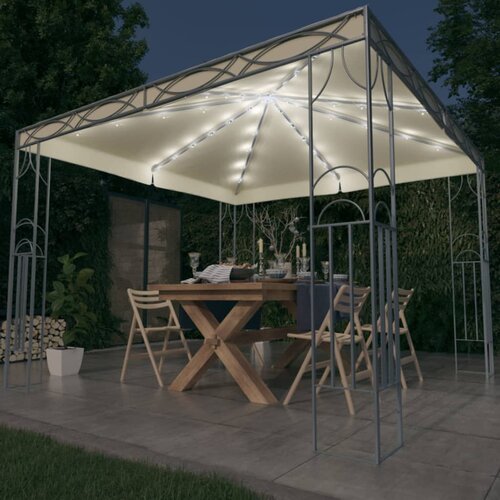  Sjenica s LED svjetlosnim trakama 300 x 300 cm krem Cijene