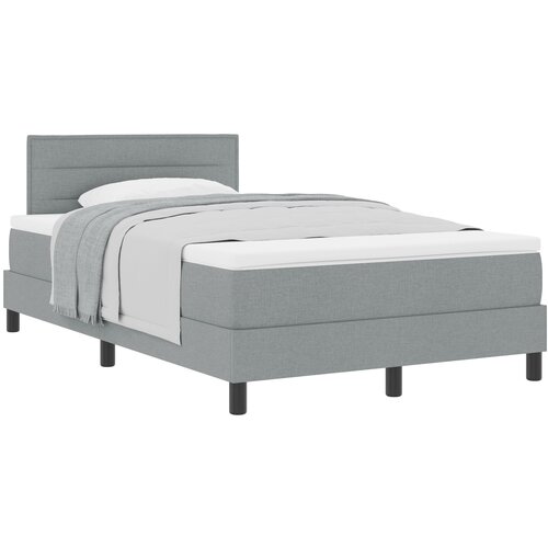 VidaXL Box Spring Krevet s Madracem Svjetlosiva 120x190 cm Tkanina Slike