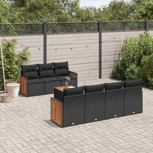  8-dijelni set vrtnih sofa od poliratana s jastucima crni Cijene