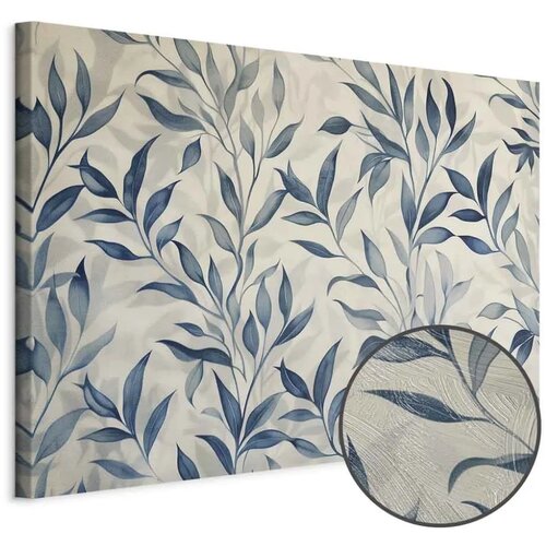  Slika - Leaves in Blue Color Delicate Botanical Motif 120x80 Premium Print Cene