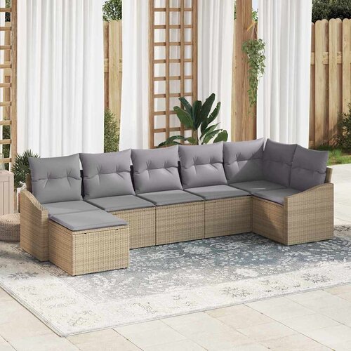  Sjedeća garnitura za vrt 7 kom. Smeđa i krem poliratan 288,5 x 123,5 x 85 cm Slike
