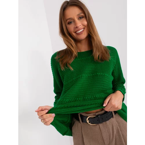 Fashion Hunters Green women's classic sweater with braids