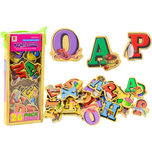  Set of Wooden Letters Pictures Magnets 26 Pieces Slike