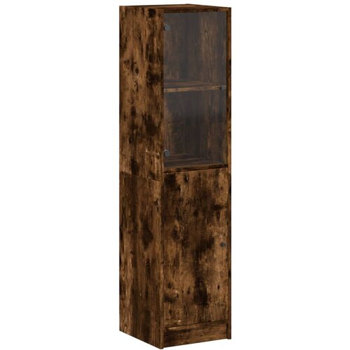 Visoka komoda sa staklenim vratima boja hrasta 35 x 37 x 142 cm Smeđa Slike