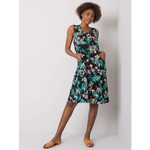 Fashion Hunters Black and green dress with Laranya print Slike
