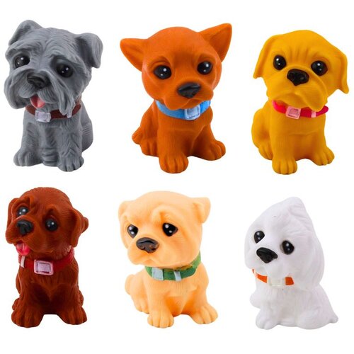  Set figurica slatkih pasa i &amp;scaron;tenaca od gume 8 cm, 6 komada Slike