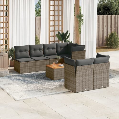VidaXL 8-dijelni set vrtnih sofa od poliratana s jastucima sivi Slike