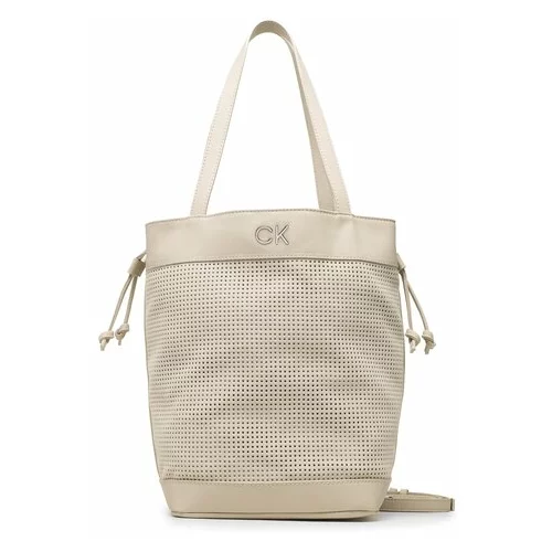 Calvin Klein Ročna torba Re-Lock Drawstring Bag Perf K60K610635 Écru