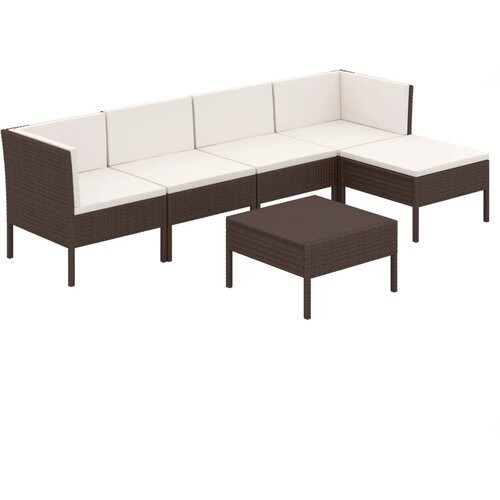 Maison Chic Seti vrtnega pohištva - Vrtna garnitura - Vrtni pohištvo set 6-delna z blazinami poli ratan rjava, (21804279) Cene