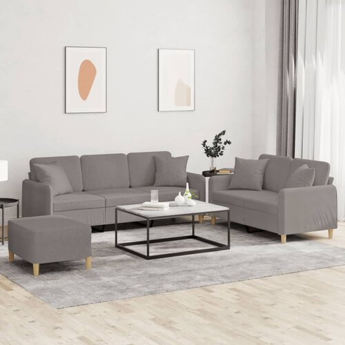  3-dijelni set sofa s jastucima smeđesivi od tkanine Slike