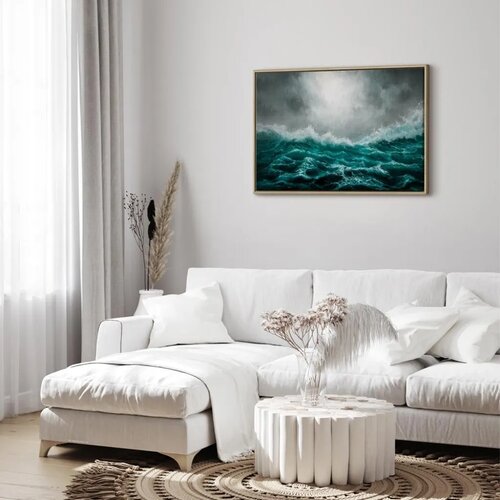  Slika - Restless Ocean (1 Part) Wide 90x60 U prirodnom drvenom okviru Slike