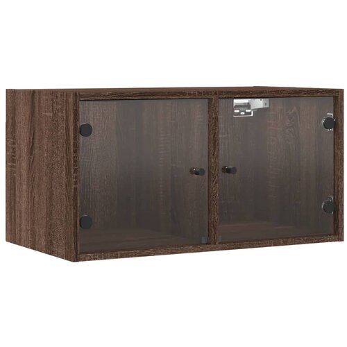 Maison Chic Stenska omarica - Zidna omarica s steklenimi vrati 2 kosa hrast 68,5x37x35 cm iu916, (22062907) Slike
