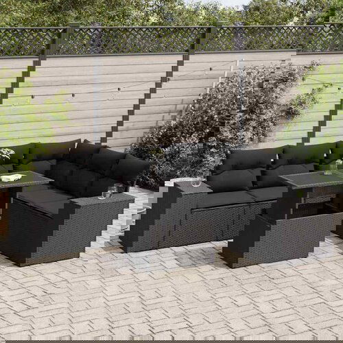 vidaXL 7-dijelni set vrtnih sofa od poliratana s jastucima crni Cijene