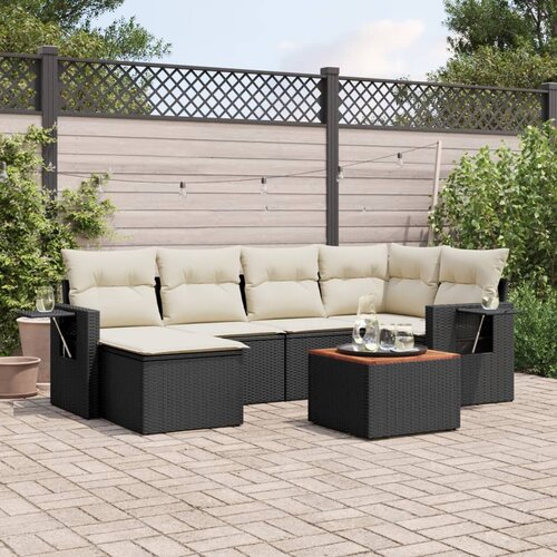 vidaXL 7-dijelni set vrtnih sofa od poliratana s jastucima crni Cijene