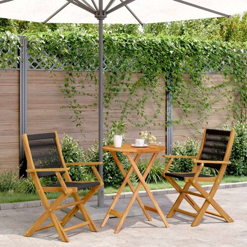 VidaXL 3-dijelni bistro set od polipropilen i masivnog drva crni Slike
