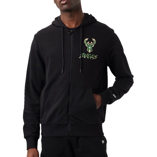 New Era mu&amp;scaron;ka Milwaukee Bucks Script Graphic Zip majica sa kapuljačom Slike