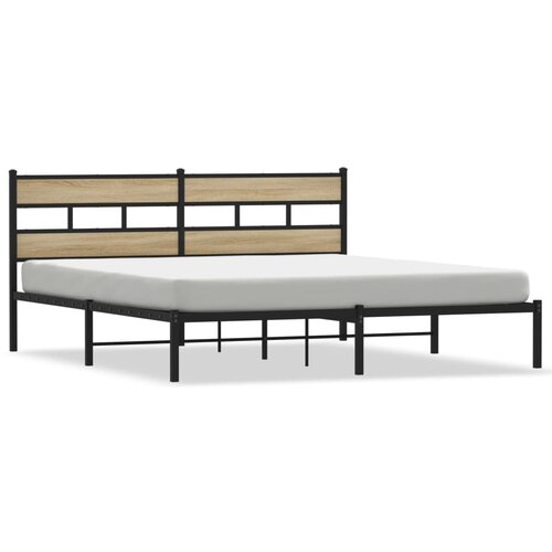 Maison Chic Kovinski Posteljni okvir - Dvoposteljna postelja - Zakonska postelja brez vzmetnice sonoma hrast 183x213 cm, (21694758) Cene