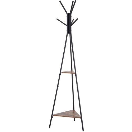 HOMCOM obešalnik za oblačila z dvema policama in šestimi kljukami v industrijskem slogu v črni in rjavi barvi 32,5 x 45,5 x 182 cm, (20745352) Cene